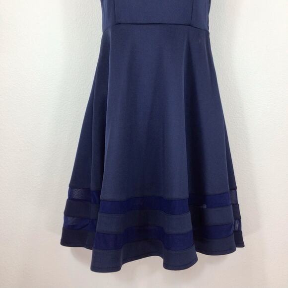 Lulu's Sheer Determination Skater Dress Sleeveless Navy Blue size XS - Picture 4 of 8